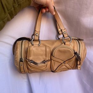 Beige Leather Juicy Couture Mini Duffle Barrel
